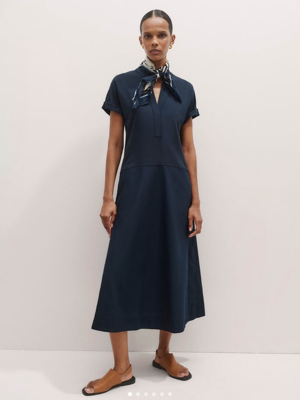 ME+EM Mixed Media Open Collar Maxi Dress Navy NWT Size 10